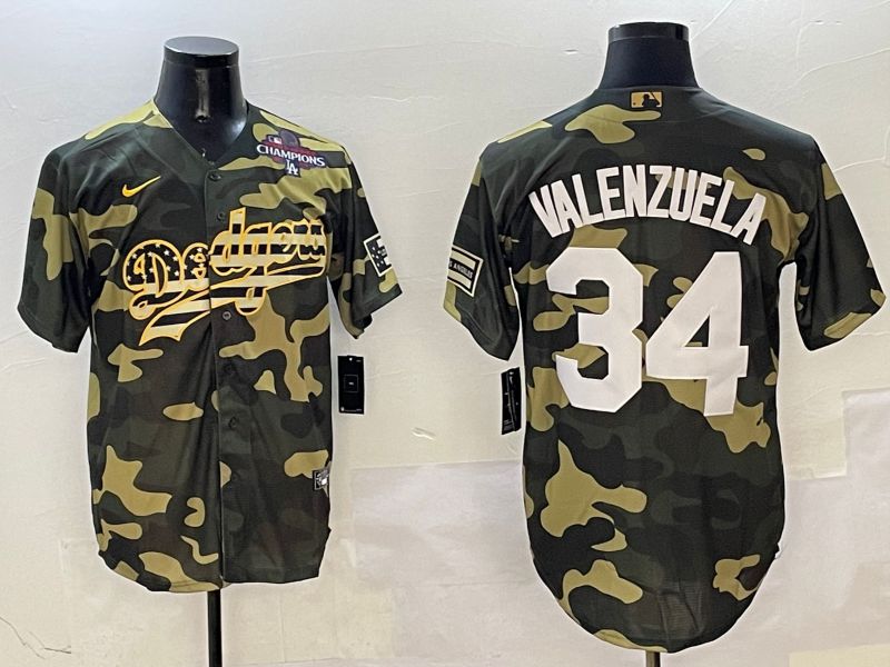 Men Los Angeles Dodgers #34 Valenzuela Camo Joint Name 2025 Nike MLB Jersey style 4->los angeles dodgers->MLB Jersey